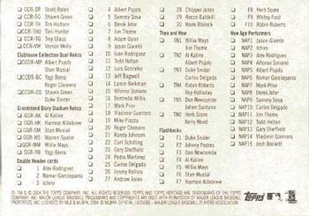 2004 Topps Heritage - Checklists #4 Checklist: Inserts Back
