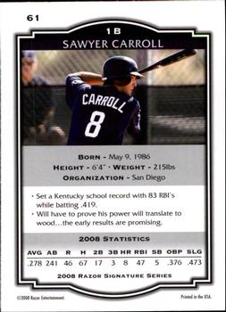 2008 Razor Signature Series #61 Sawyer Carroll Back