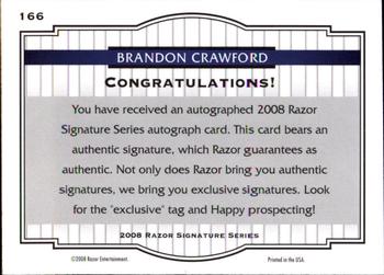 2008 Razor Signature Series #166 Brandon Crawford Back