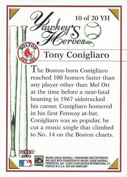 2001 Fleer Boston Red Sox 100th Anniversary - Yawkey's Heroes #10 YH Tony Conigliaro Back
