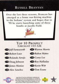 1998 SP Top Prospects #10 Russell Branyan Back