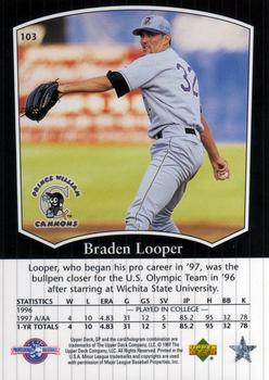 1998 SP Top Prospects #103 Braden Looper Back