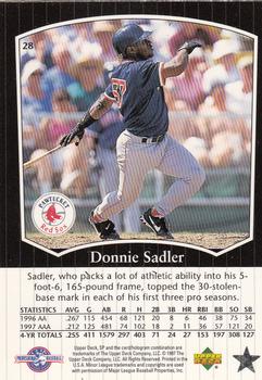 1998 SP Top Prospects #28 Donnie Sadler Back