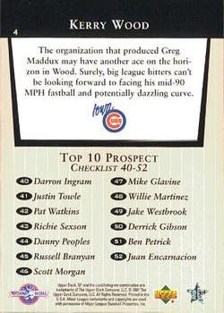 1998 SP Top Prospects #4 Kerry Wood Back