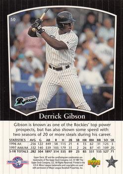 1998 SP Top Prospects #50 Derrick Gibson Back