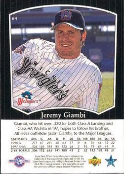 1998 SP Top Prospects #64 Jeremy Giambi Back