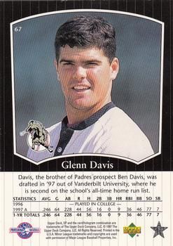 1998 SP Top Prospects #67 Glenn Davis Back