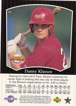 1998 SP Top Prospects #72 Danny Klassen Back