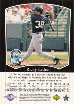 1998 SP Top Prospects #87 Ricky Ledee Back