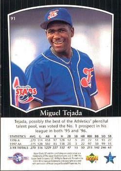 1998 SP Top Prospects #91 Miguel Tejada Back