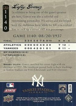 2008 Upper Deck Yankee Stadium Legacy #1140 Lefty Gomez Back