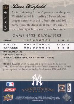 2008 Upper Deck Yankee Stadium Legacy #4553 Dave Winfield Back
