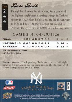2008 Upper Deck Yankee Stadium Legacy #244 Babe Ruth Back