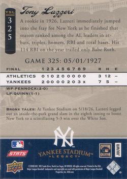 2008 Upper Deck Yankee Stadium Legacy #325 Tony Lazzeri Back