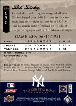 2008 Upper Deck Yankee Stadium Legacy #650 Bill Dickey Back