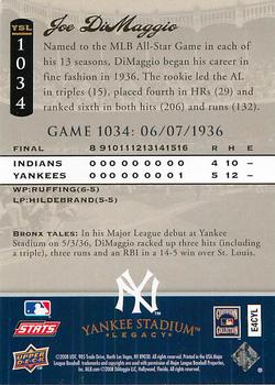 2008 Upper Deck Yankee Stadium Legacy #1034 Joe DiMaggio Back