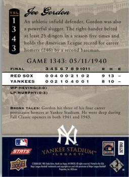 2008 Upper Deck Yankee Stadium Legacy #1343 Joe Gordon Back