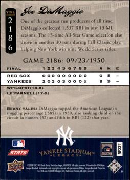 2008 Upper Deck Yankee Stadium Legacy #2186 Joe DiMaggio Back