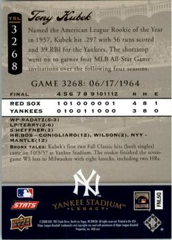 2008 Upper Deck Yankee Stadium Legacy #3268 Tony Kubek Back