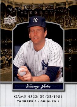 2008 Upper Deck Yankee Stadium Legacy #4522 Tommy John Front