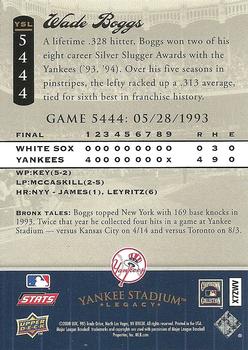 2008 Upper Deck Yankee Stadium Legacy #5444 Wade Boggs Back