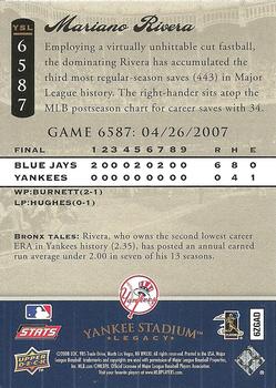 2008 Upper Deck Yankee Stadium Legacy #6587 Mariano Rivera Back