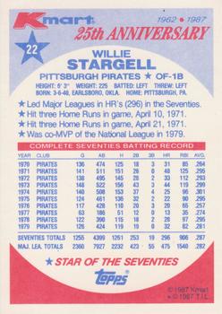 1987 Topps Kmart 25th Anniversary #22 Willie Stargell Back