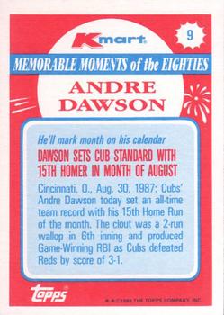1988 Topps Kmart Memorable Moments #9 Andre Dawson Back