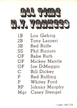 1980 TCMA All Time New York Yankees #1980-008 Bill Dickey Back