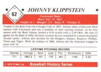 1979 TCMA The 1950’s #62 Johnny Klippstein Back