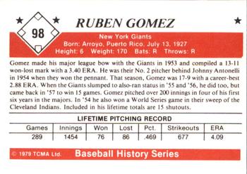 1979 TCMA The 1950’s #98 Ruben Gomez Back