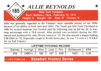 1979 TCMA The 1950’s #185 Allie Reynolds Back