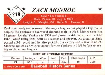 1979 TCMA The 1950’s #219 Zack Monroe Back