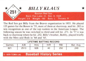1979 TCMA The 1950’s #251 Billy Klaus Back