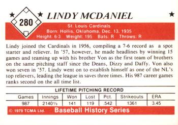 1979 TCMA The 1950’s #280 Lindy McDaniel Back