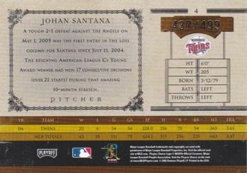2005 Playoff Prime Cuts #4 Johan Santana Back