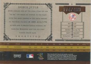 2005 Playoff Prime Cuts #6 Derek Jeter Back
