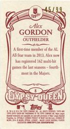2014 Topps Gypsy Queen - Mini Red #8 Alex Gordon Back