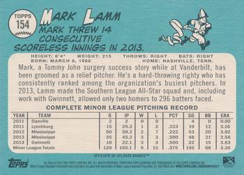2014 Topps Heritage Minor League #154 Mark Lamm Back