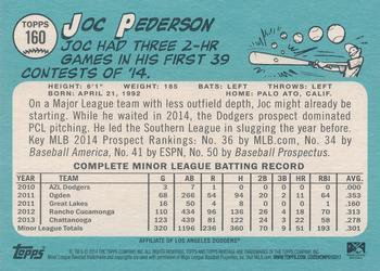 2014 Topps Heritage Minor League #160a Joc Pederson Back