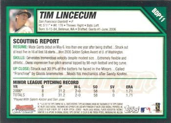 2007 Bowman Draft Picks & Prospects - Chrome #BDP11 Tim Lincecum Back