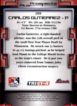2008 TriStar Prospects Plus #28 Carlos Gutierrez Back