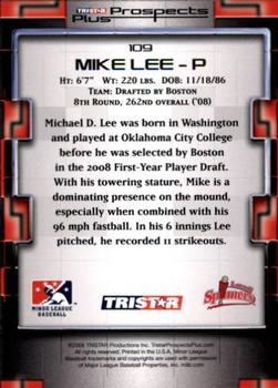 2008 TriStar Prospects Plus #109 Mike Lee Back