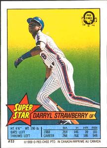 1989 O-Pee-Chee Stickers - Super Star Backs #53 Darryl Strawberry Front