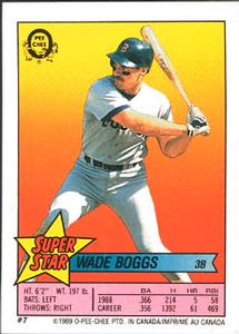 1989 O-Pee-Chee Stickers - Super Star Backs #7 Wade Boggs Front
