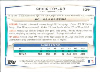 2014 Bowman - Chrome Prospects #BCP14 Chris Taylor Back