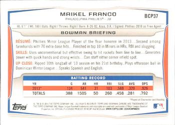 2014 Bowman - Chrome Prospects #BCP37 Maikel Franco Back