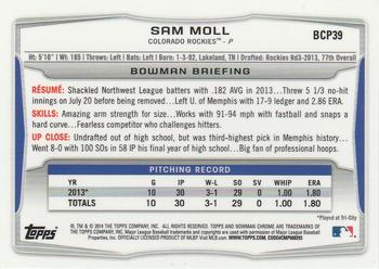 2014 Bowman - Chrome Prospects #BCP39 Sam Moll Back