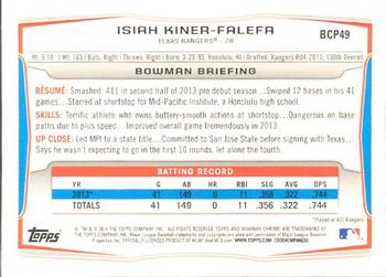 2014 Bowman - Chrome Prospects #BCP49 Isiah Kiner-Falefa Back
