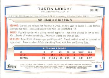 2014 Bowman - Chrome Prospects #BCP80 Austin Wright Back